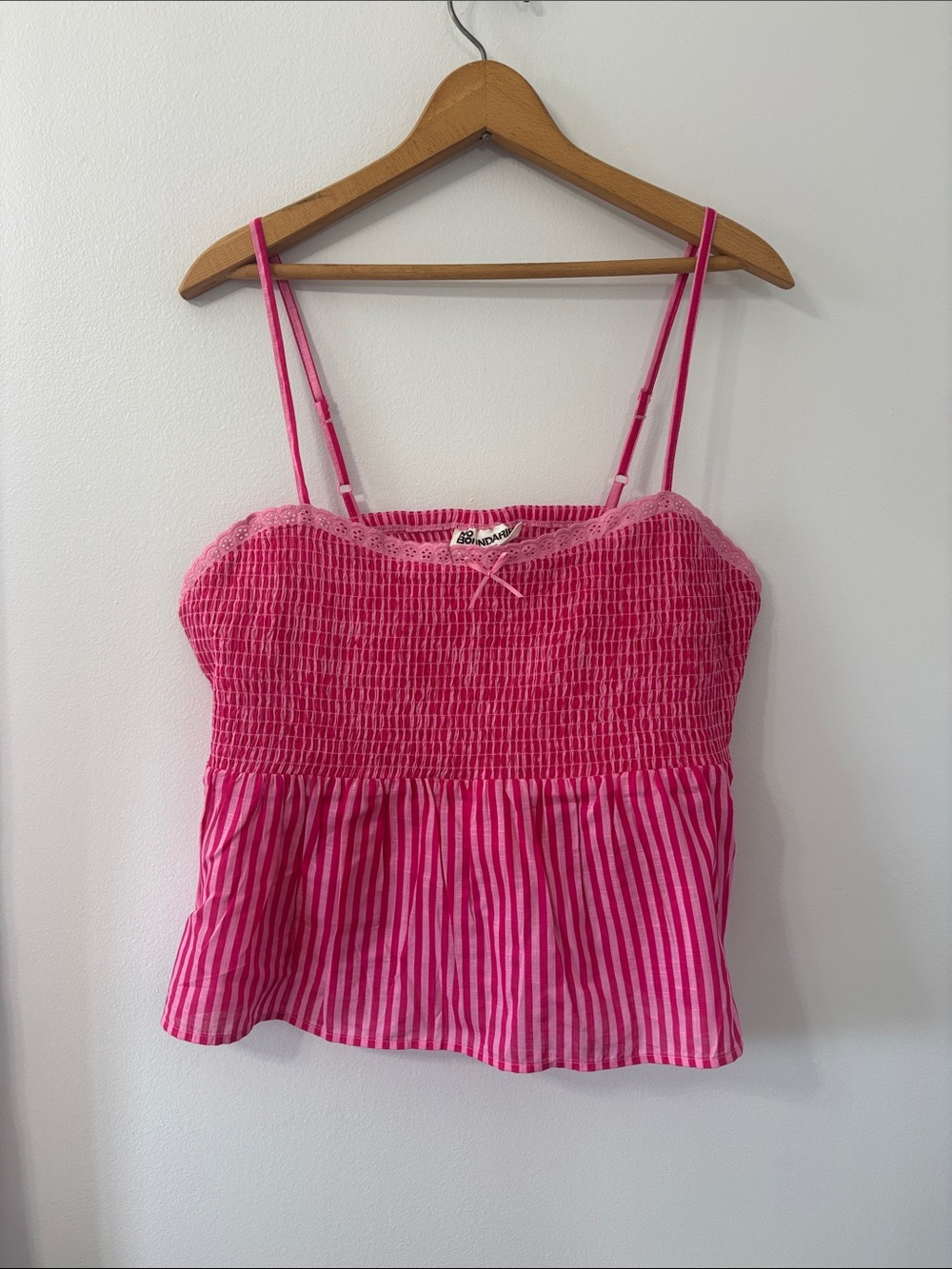 No Boundaries Hot Pink Striped Smocked Cami